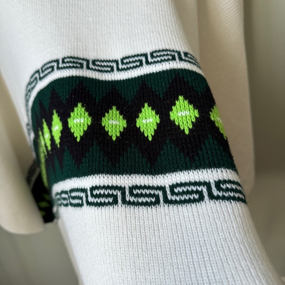 Poncho Turtleneck Sweater Cape Greek Key & Diamond Pattern - Picture 14 of 17